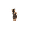Nuisette noir Selma grande taille, en dentelle, avec armatures et string assorti inclus 
